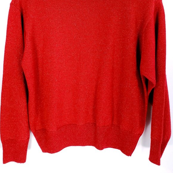 Vtg Milano Design Group Sweater Women's Large Red Sparkle Pullover Holiday Vibe - Picture 5 of 6